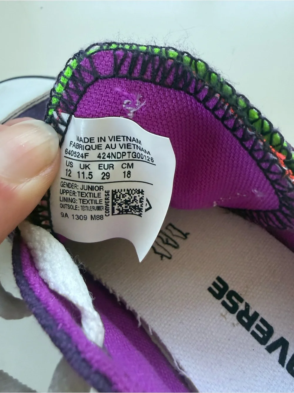 Converse All Stars Purple Double Tongue size 12